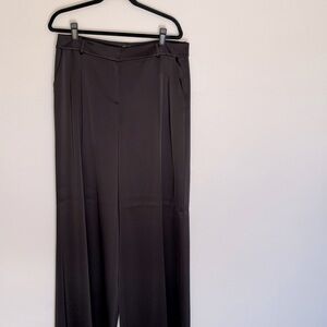 NWT St. John Couture Black Wide Leg Satin Pants